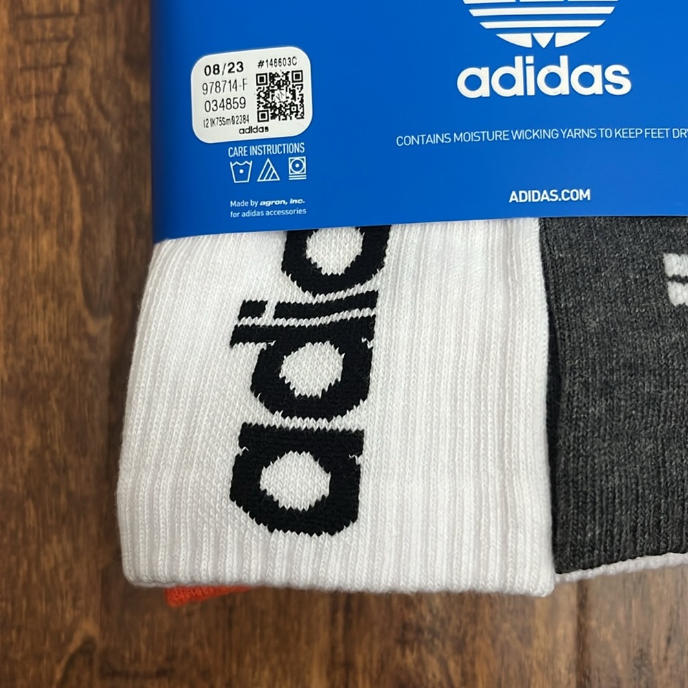 Adidas Crew Socks 6 Pack Shoe Size 6-12 - Picture 12 of 17